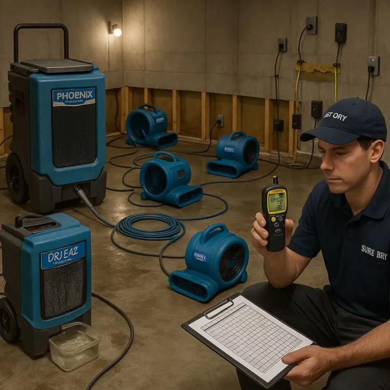 Structural Drying and Dehumidification process in Waterloo, IN
